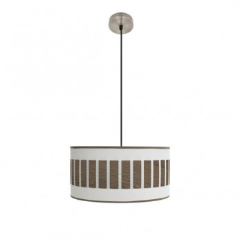 Distribuidor - Lâmpadas Diversas | Colgantes Moderno | COLGANTE IVANNA 1XE27 CUERO/BLANCO-MADERA OSCURA REGX40X40 CM Ref: 188494084